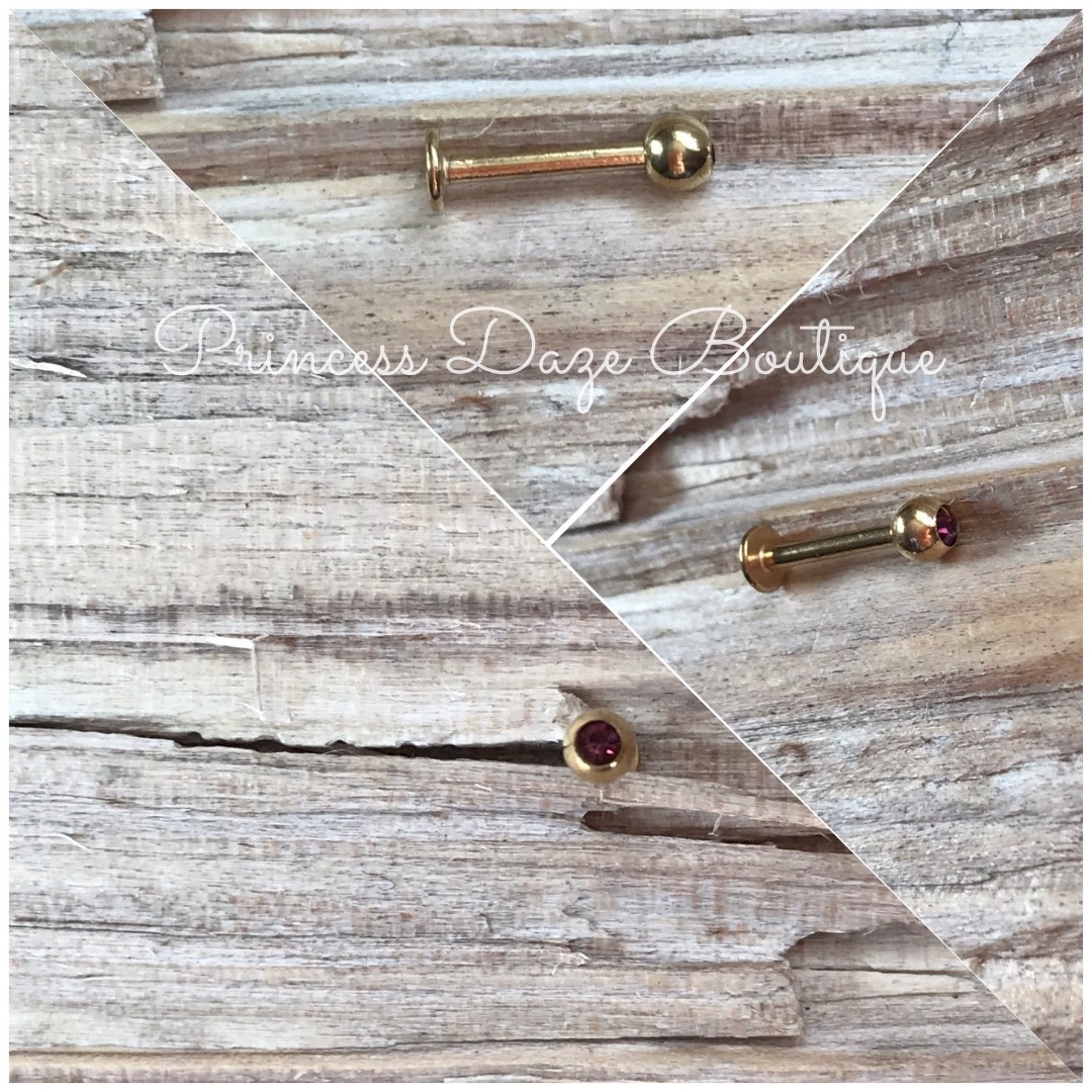 Gold Labret Purple Gemstone Stud Lip Monroe Tragus Piercing